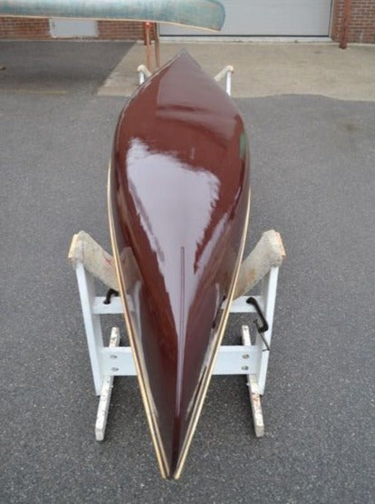 Custom Minto 15’7” Cedar-Canvas Canoe (Burgundy) at GLBW Shop