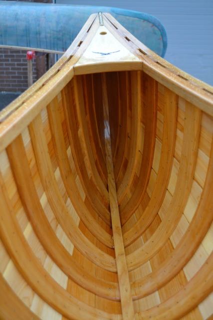 Custom Minto 15’7” Cedar-Canvas Canoe (Burgundy) at GLBW Shop